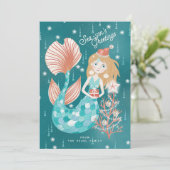 Groeten van het seizoen Zeemeermin Feestdagenkaart (Staand voorkant)