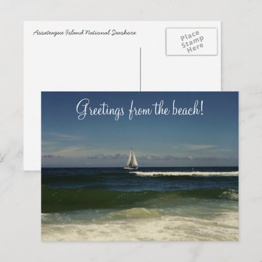 Groeten van het strand! briefkaart (Voorkant / Achterkant)