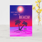 Groeten van het strand! Paars Kaart (Gele Bloem)