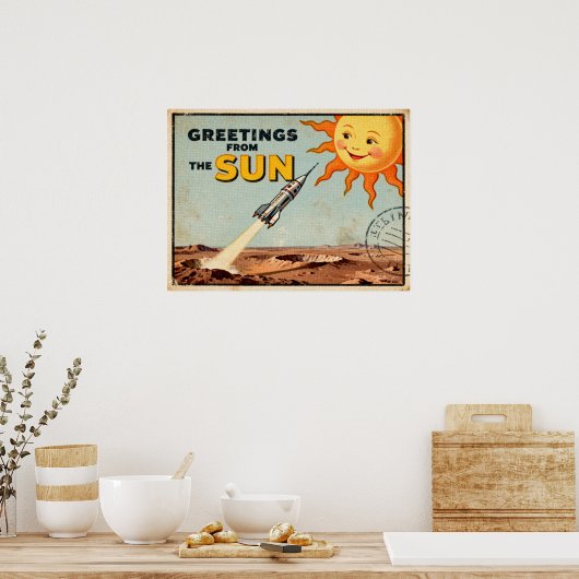 Groeten van het Sun Retro Sci-Fi Poster (Keuken)