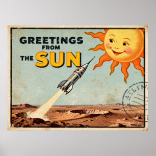 Groeten van het Sun Retro Sci-Fi Poster