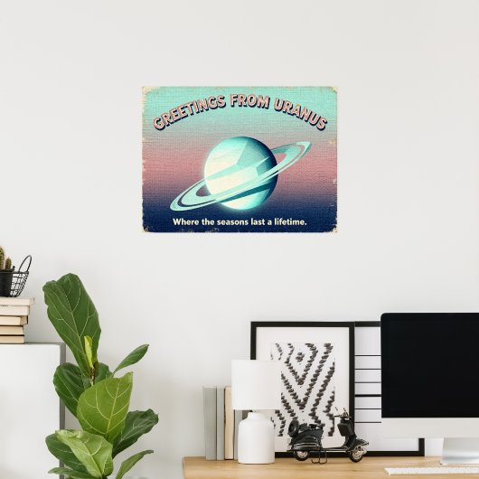 Groeten van het Uranus Retro Sci-Fi Poster (Thuiskantoor)