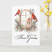 Groeten van het zakelijke seizoen Winter Cardinal  Kaart (Gele Bloem)