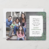 Groeten van Home Christmas Greenery Wood Foto Feestdagenkaart (Achterkant)