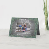 Groeten van Home Christmas Photo Wood Greenery Feestdagen Kaart (Voorkant)