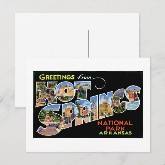 Groeten van Hot Springs. Briefkaart (Voorkant / Achterkant)