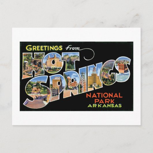 Groeten van Hot Springs. Briefkaart (Voorkant)