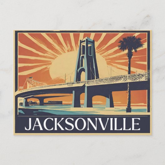  groeten van Jacksonville Classic Retro Briefkaart (Voorkant)