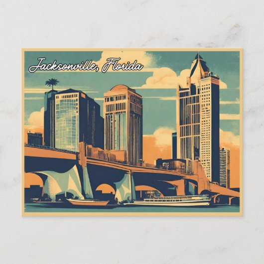  groeten van Jacksonville Classic Retro Briefkaart (Voorkant)