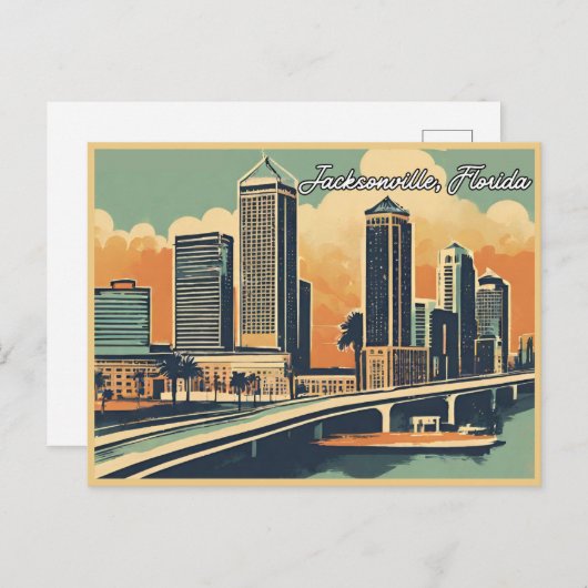  groeten van Jacksonville Classic Retro Briefkaart (Voorkant / Achterkant)