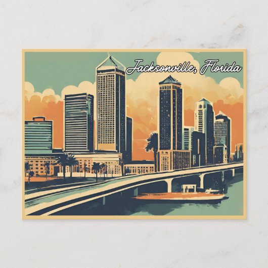  groeten van Jacksonville Classic Retro Briefkaart (Voorkant)