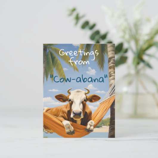 Groeten van "Koe-abana" Vakantie Briefkaart (Staand voorkant)