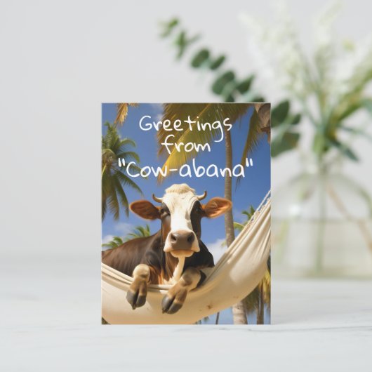 Groeten van "Koe-abana" Vakantie Briefkaart (Staand voorkant)