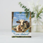 Groeten van "Koe-abana" Vakantie Briefkaart (Staand voorkant)