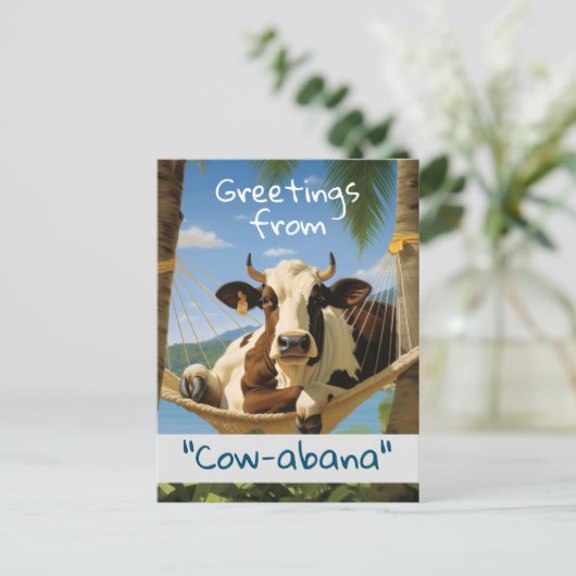 Groeten van "Koe-abana" Vakantie Briefkaart (Staand voorkant)