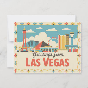  groeten van Las Vegas Classic Retro Briefkaart