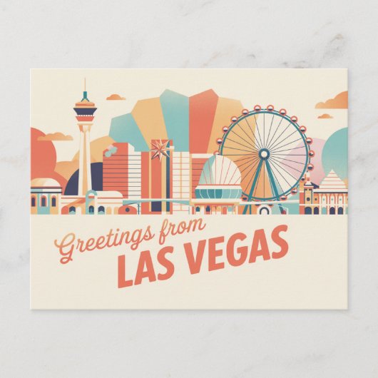 groeten van Las Vegas Classic Retro Briefkaart (Voorkant)