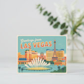  groeten van Las Vegas Classic Retro Briefkaart (Staand voorkant)