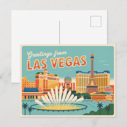  groeten van Las Vegas Classic Retro Briefkaart (Voorkant / Achterkant)