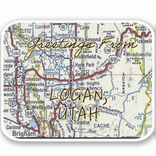 Groeten van Logan Utah Sticker (Voorkant)