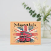 Groeten van London Red Bus Union Jack Souvenir Feestdagenkaart (Staand voorkant)