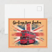 Groeten van London Red Bus Union Jack Souvenir Feestdagenkaart (Voorkant / Achterkant)