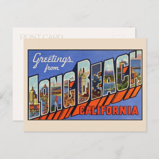 Groeten van Long Beach Large Letter Briefkaart (Voorkant / Achterkant)