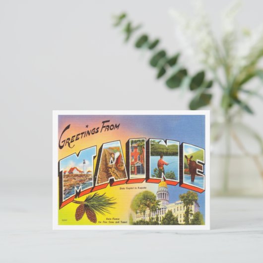 Groeten van Maine Vintage Travel Briefkaart (Staand voorkant)