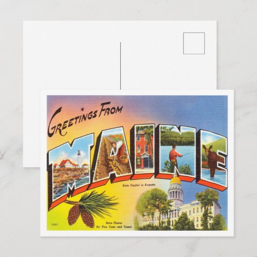 Groeten van Maine Vintage Travel Briefkaart (Voorkant / Achterkant)