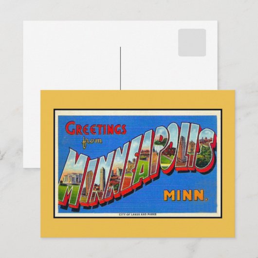  groeten van Minneapolis MN Briefkaart (Voorkant / Achterkant)