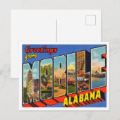 Groeten van Mobile, Alabama Vintage Travel Briefkaart (Voorkant / Achterkant)