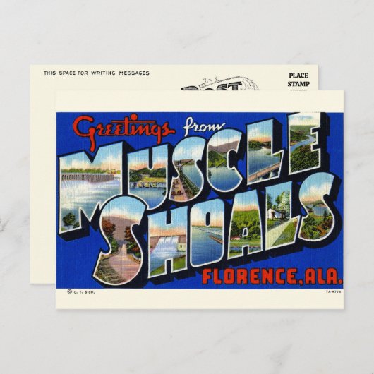 Groeten van Muscle Shoals, AL Briefkaart (Voorkant / Achterkant)