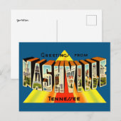  groeten van Nashville Travel Briefkaart (Voorkant / Achterkant)