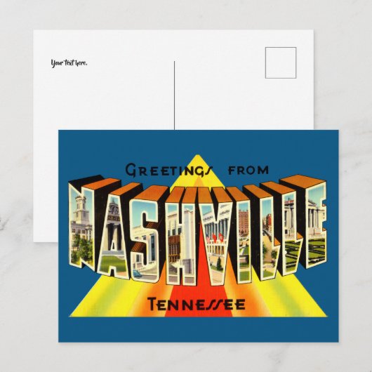  groeten van Nashville Travel Briefkaart (Voorkant / Achterkant)