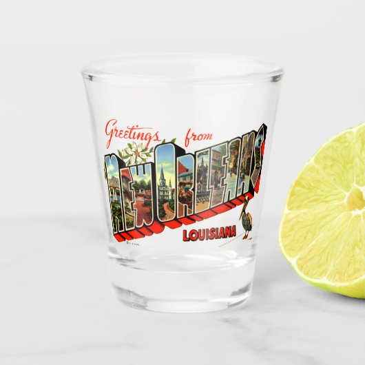  groeten van New Orleans Travel Briefkaart Shot Glas (Voorkant)
