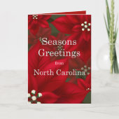 Groeten van North Carolina Poinsettia Seasons Feestdagen Kaart (Voorkant)