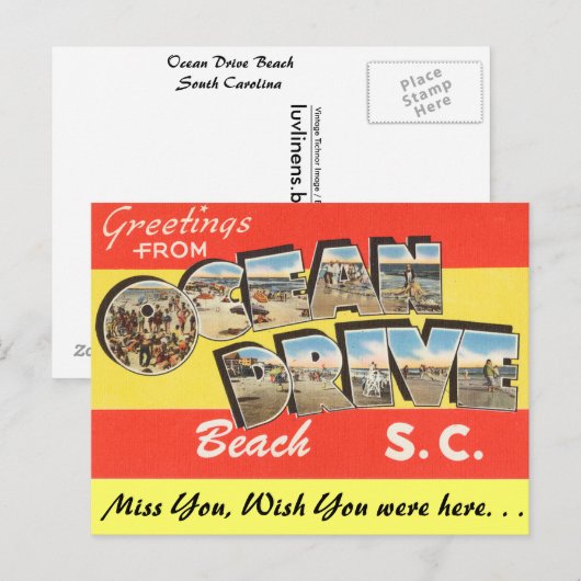 Groeten van Ocean Drive Beach Briefkaart (Voorkant / Achterkant)