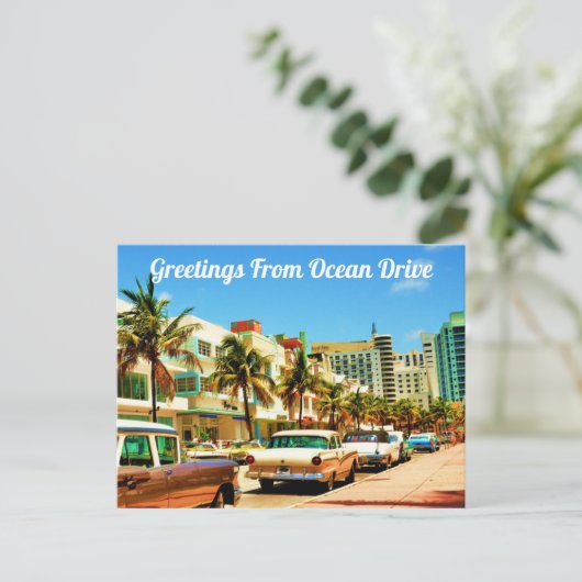Groeten van Ocean Drive Briefkaart (Staand voorkant)