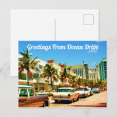 Groeten van Ocean Drive Briefkaart (Voorkant / Achterkant)