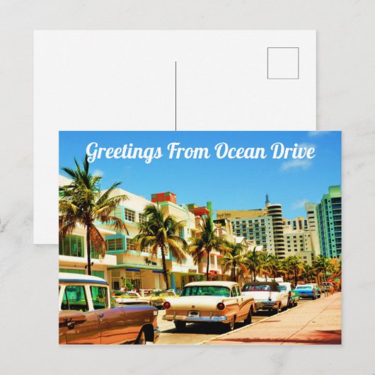 Groeten van Ocean Drive Briefkaart (Voorkant / Achterkant)
