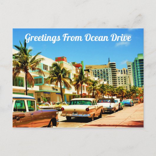 Groeten van Ocean Drive Briefkaart (Voorkant)