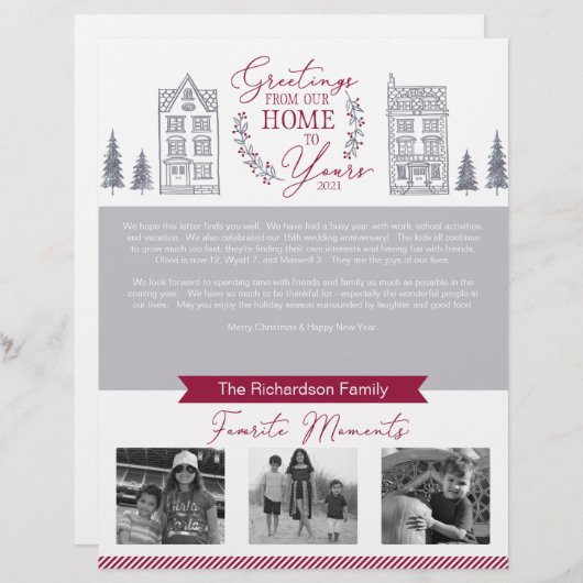 Groeten van ons thuis tot kerstmis van jaren  briefhoofd (Voorkant / Achterkant)