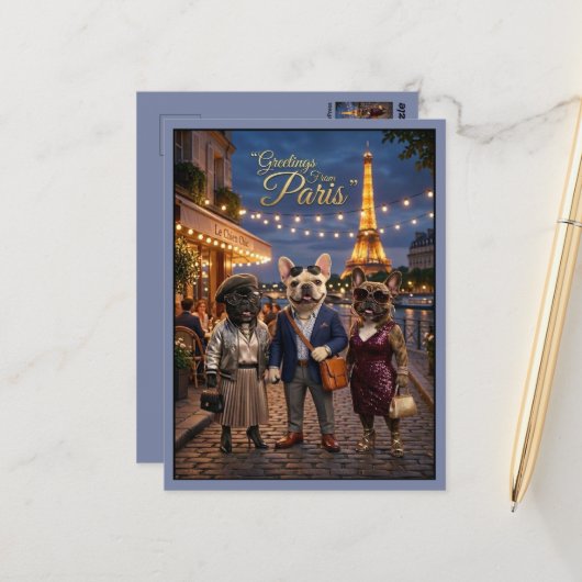 Groeten van Paris Reizen Briefkaart (Voorkant / Achterkant in situ)