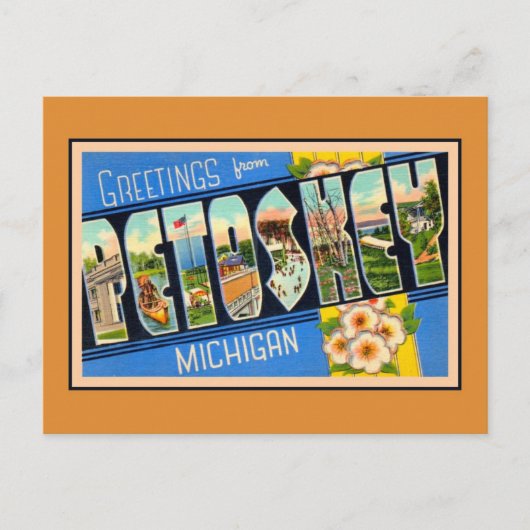 groeten van Petoskey Michigan Briefkaart (Voorkant)