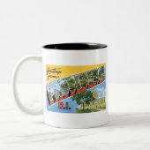 Groeten van Providence, RI Tweekleurige Koffiemok (Links)