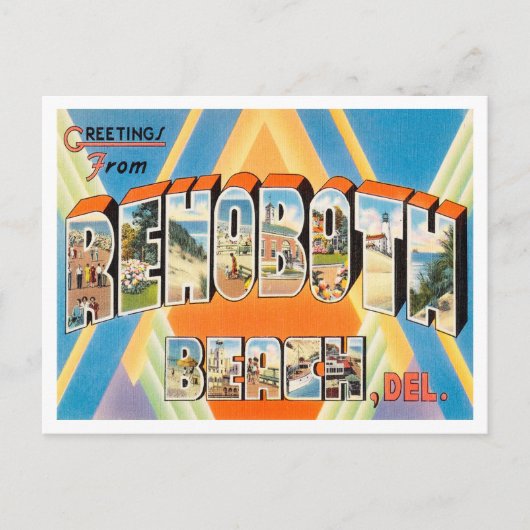 Groeten van Rehoboth Beach, Delaware Travel Briefkaart (Voorkant)