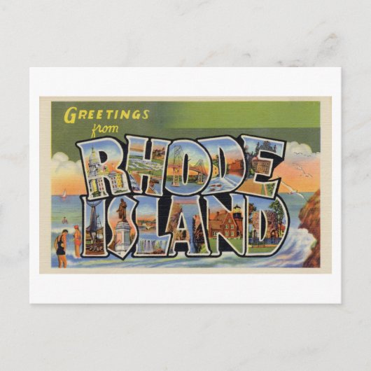 groeten van Rhode Island Briefkaart (Voorkant)