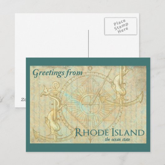 Groeten van Rhode Island, de oceaanstaat Briefkaart (Voorkant / Achterkant)