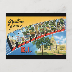 Groeten van RI_Vintage Travel Providence Briefkaart