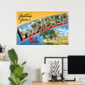 Groeten van RI_Vintage Travel Providence Poster (Thuiskantoor)